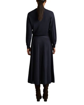 Alina Belted Knit Woven Dress