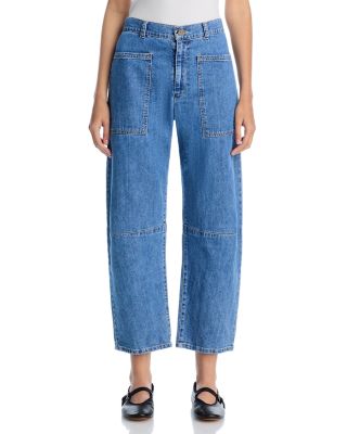 Farah High Rise Curved Knee Jeans in Indigo