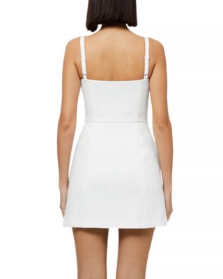 Whisper Bow Trim Slit Mini Dress