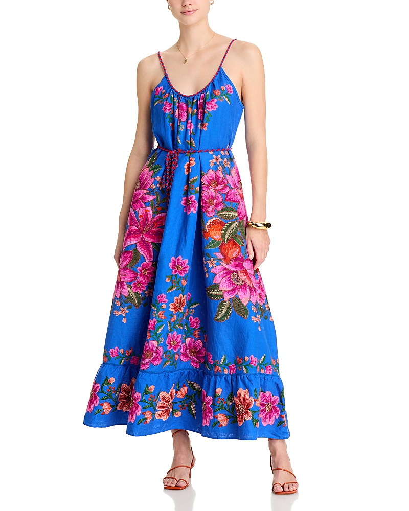 Farm Rio Blue Summer Fruit Scarf Lenzing Ecovero Euroflax Maxi Dress In Summer Fru