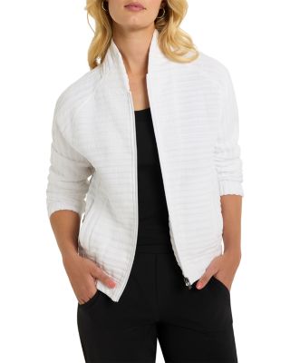 Nic+Zoe Textured Tonal Stripe Zip Front Jacket