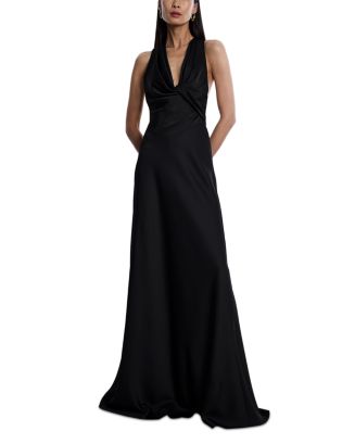 BCBGMAXAZRIA BCBG Cowl Neck Halter Gown | Bloomingdale's