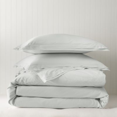 Sky - Tipped Double Flange Percale Duvet Cover Set, Twin -  Exclusive