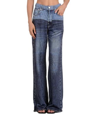 Elan - Wide Leg Jeans in Two Tone