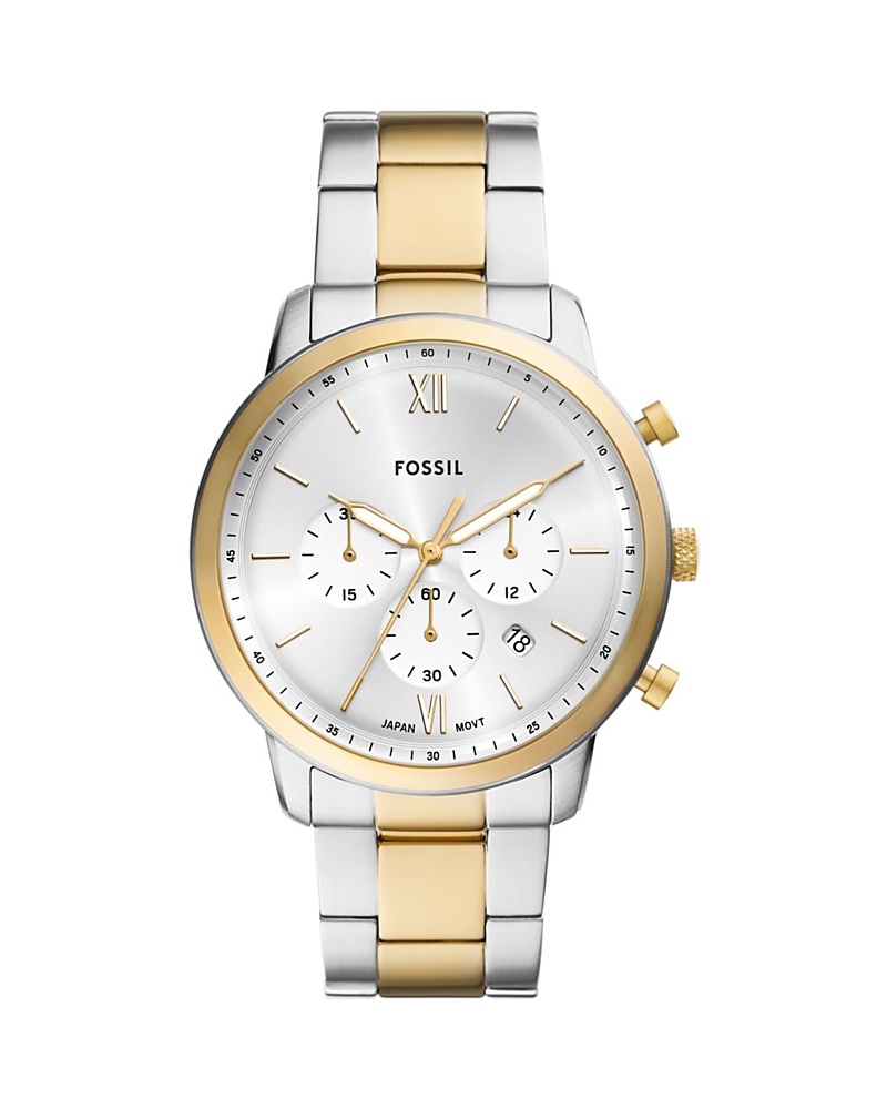 Fossil Neutra Chronograph Two Tone Stainless Steel Watch, 44mm In Silver/two Tone