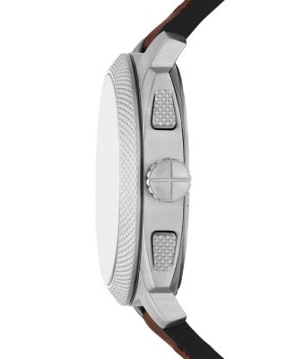 Machine Chronograph Brown Leather Watch, 44mm