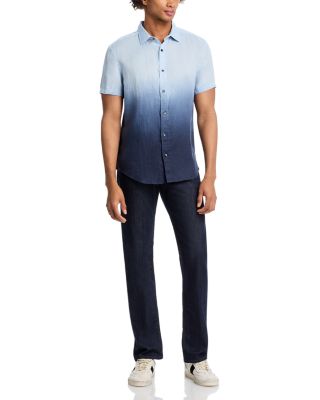 Dip Dye Short Sleeve Linen Shirt - Exclusive