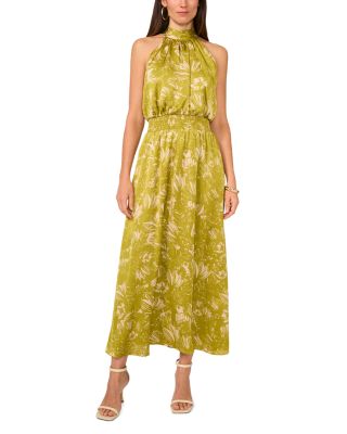 VINCE CAMUTO - Printed Halter Neck Smocked Maxi Dress