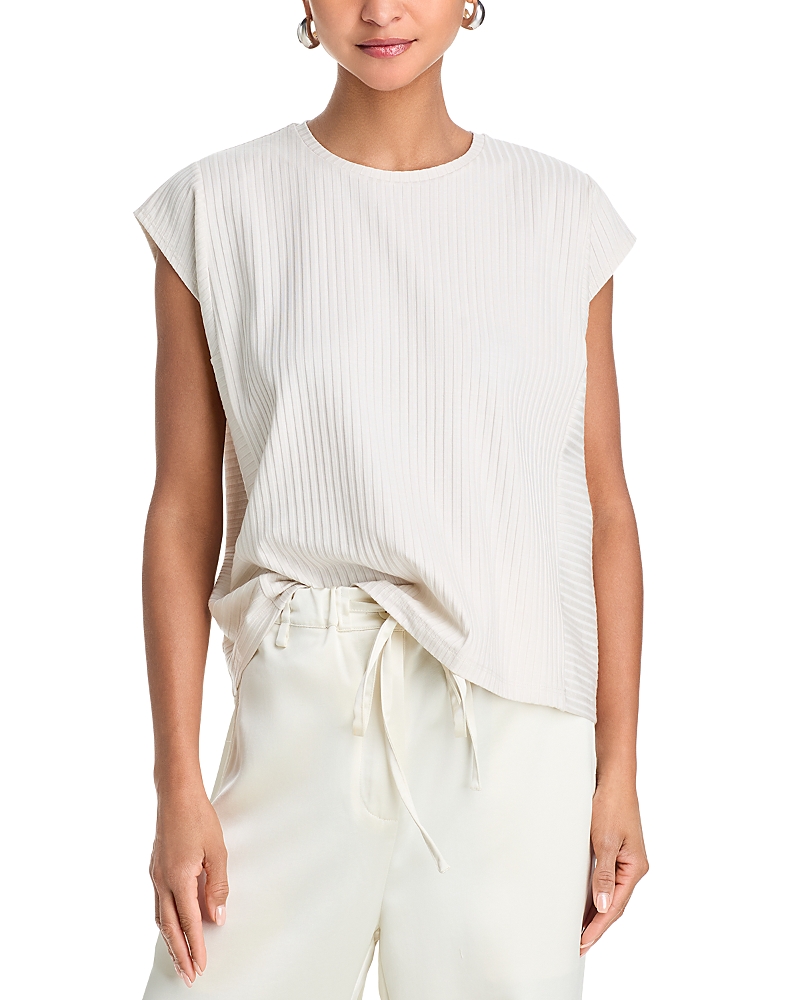 Eileen Fisher Textured Stretch Rib Round Neck Top