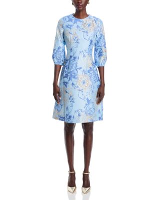 Metallic Floral Jacquard Dress