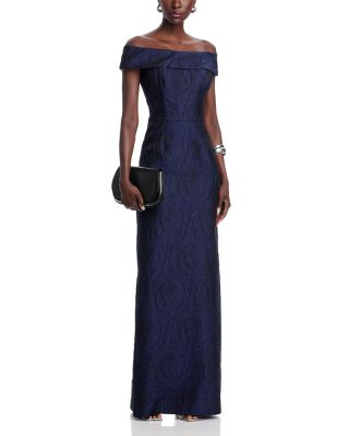 Jacquard Off-the-Shoulder Gown