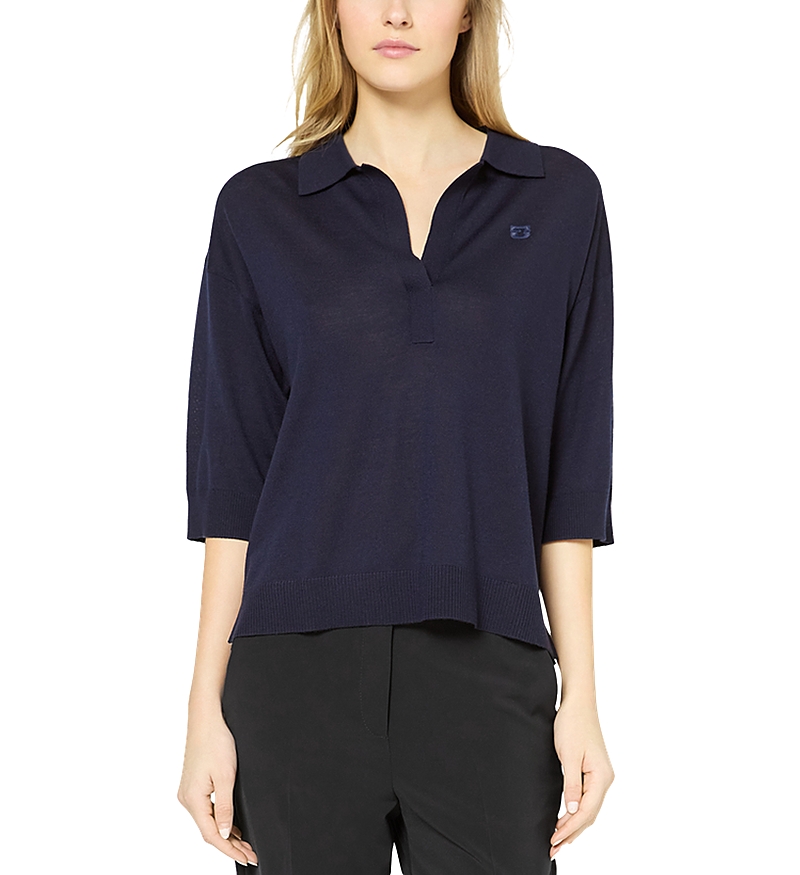 Gerard Darel Juliane Wool Polo Shirt In Navy