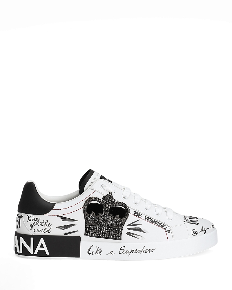 Dolce & Gabbana White Calf Leather Sneaker In Multi