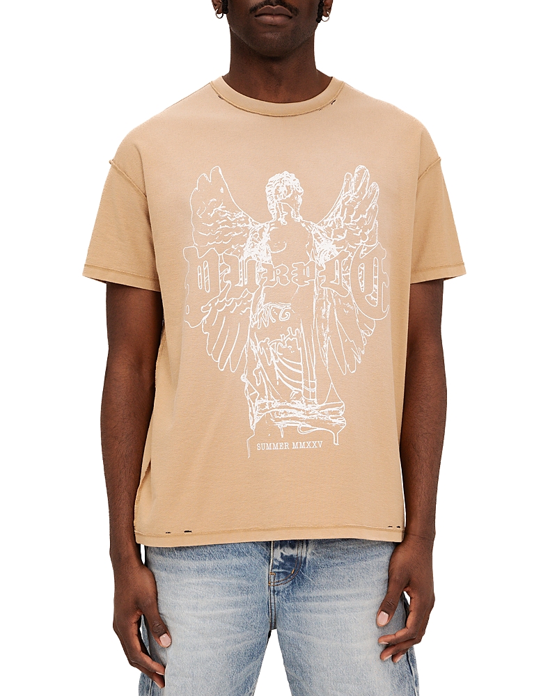 Purple Brand Textured Inside Out Cotton Graphic T-shirt In Tan