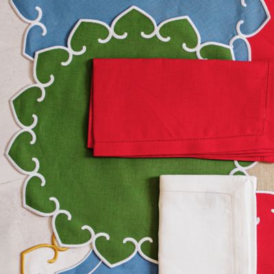 Tessuti Round Placemats with White Stitching, Set of 4