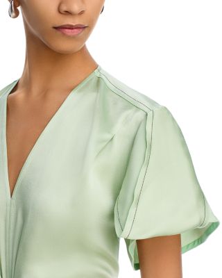 Satin Twist Front Midi Dress