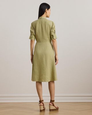 Petites Linen Tie Front Shirt Dress