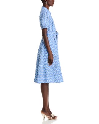 Eyelet Puff Sleeve Fit &amp; Flare Dress