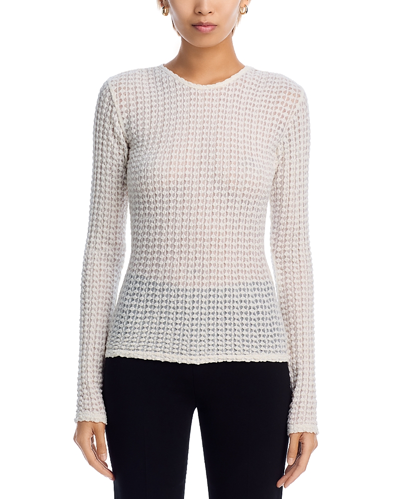 Frame Womens The Popcorn Textured Stretch-cotton Blend Top Alabaster In Alabaster