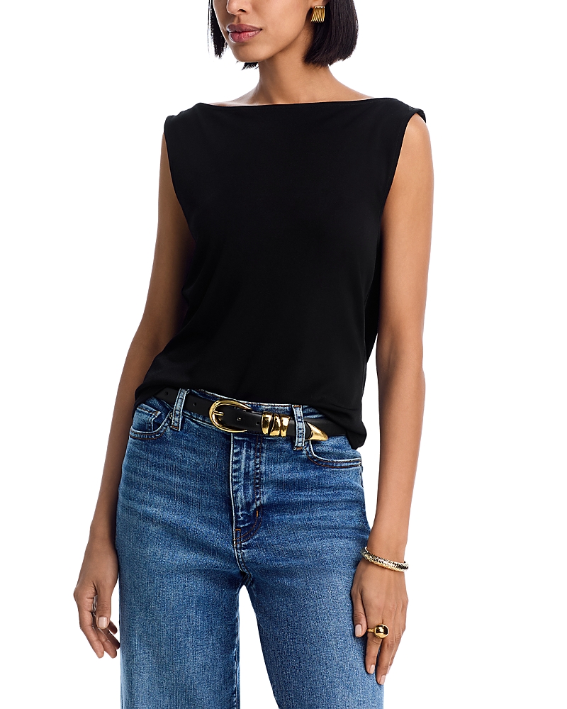 Frame The Drape Crepe-jersey Tank In Black