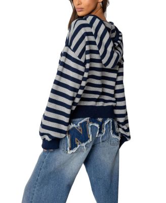 Striped Hooded Knit Sweater