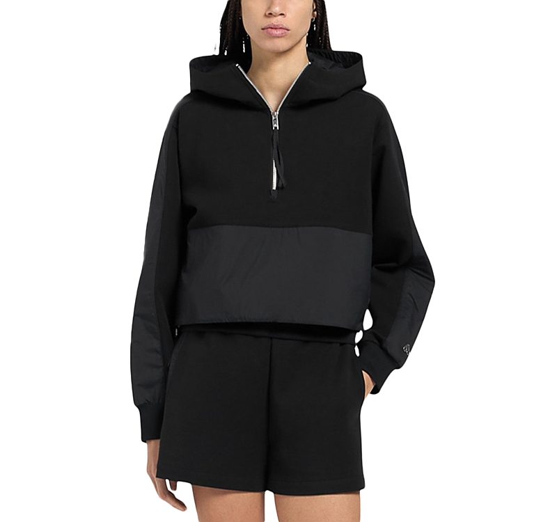 Moose Knuckles Mixed Media Hoodie In Black