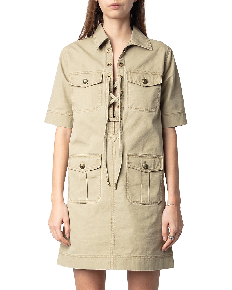 Zadig & Voltaire Record Military Cotton Mini Dress
