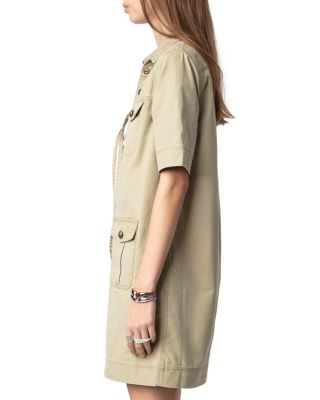 Record Military Cotton Mini Dress