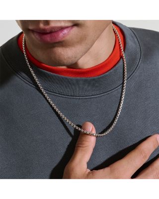 Sterling Silver Chain Box Link Necklace, 22"