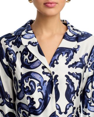 Floral Long Sleeve Lapel Collar Tie Belt Dress