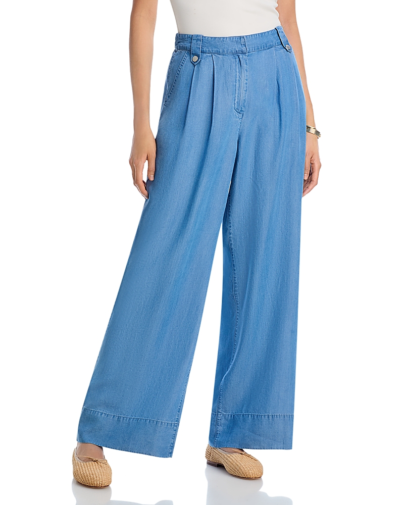AQUA CHAMBRAY WIDE LEG PANTS - EXCLUSIVE