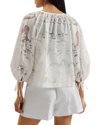Lace Puffed Sleeve Blouse