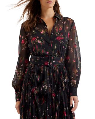 Printed Pleated Skirt Maxi Dress