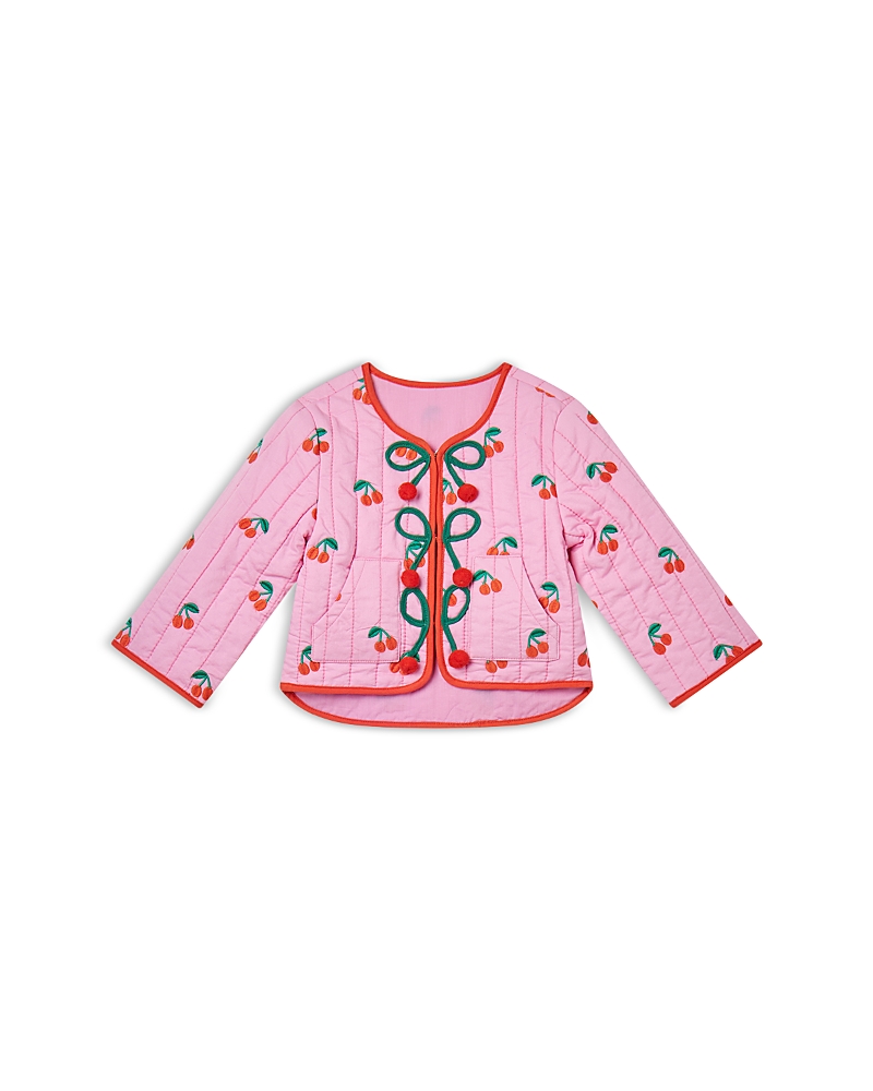 Stella Mccartney Pink Jacket For Baby Girl With Cherries In Pink