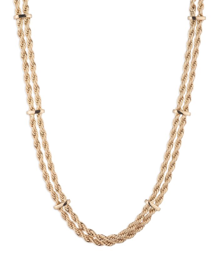 Two Row Rope Chain Collar Necklace, 16", 16.5"
