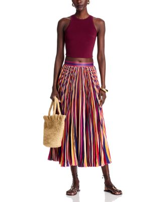 Diagonal Stripes Multicolor Midi Skirt