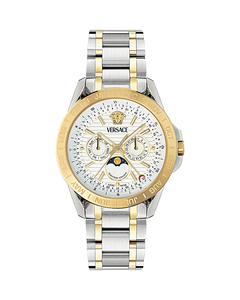 Versace Galaxy Moonphase 43mm In White/two Tone