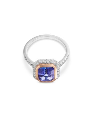 Tanzanite & Diamond Ring in 14K Rose & White Gold