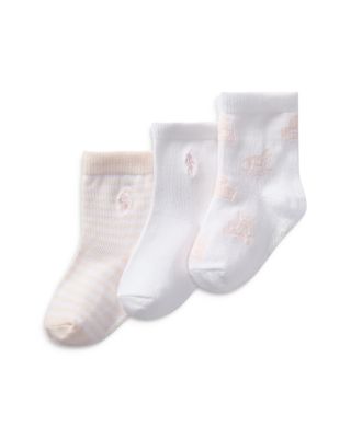 Polo Girls' Essential Tossed Bear Socks, Pack of 3 - Baby