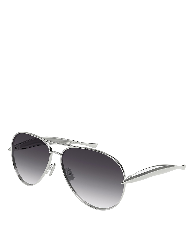 Bottega Veneta Bv1305s Linea Unapologetic 008 Silver Grey Sunglasses In Silver