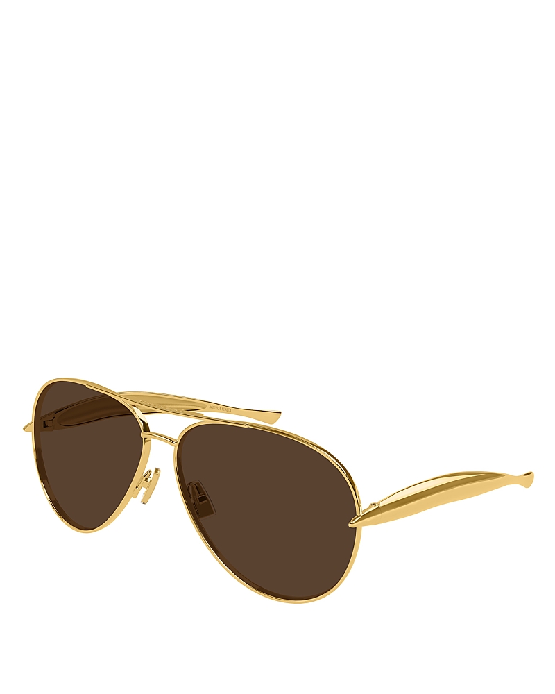 Bottega Veneta 64mm Oversize Pilot Sunglasses In Gold