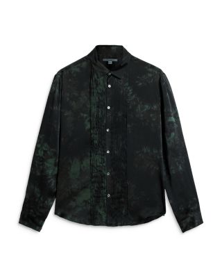 Silk Printed Pleated Front Shirt