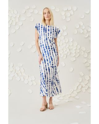Printed Twist Front Midi Dress