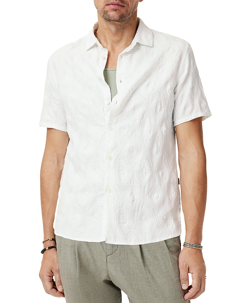 John Varvatos Sean Textured Short Sleeve Shirt In Chalk