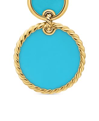18K Yellow Gold DY Elements&reg; Double Drop Earrings with Turquoise