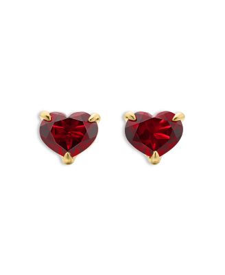 David Yurman - Ch&acirc;telaine&reg; Heart Stud Earrings in 18K Yellow Gold with Garnet