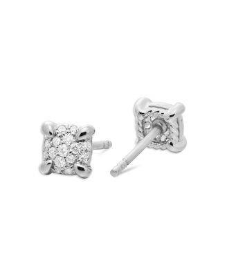 18K White Gold Precious Chatelaine Diamond Cluster Stud Earrings
