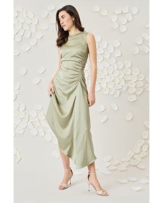 Boat Neck Asymmetric Midi Dress