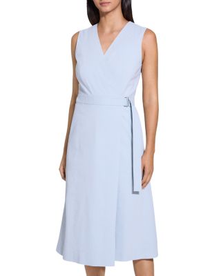 Sleeveless Linen Blend A-Line Wrap Dress