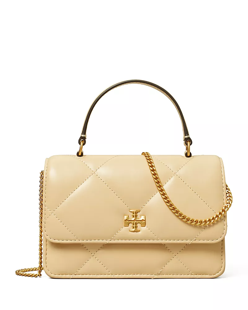 Tory Burch Mini Kira Diamond Quilt Top Handle Chain Wallet